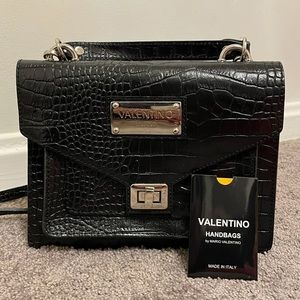Valentino by Mario Valentino Black Croc Bag